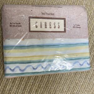 Vintage Caress Napoli Pastel Watercolor Percale Twin Fitted Sheet USA, NIP